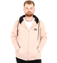 Mode XL Büyük Beden Erkek Kapüşonlu Fermuarlı Sweatshirt U25803 Bej