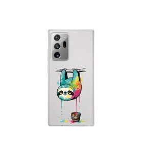 Samsung Galaxy Note 20 Ultra ile Uyumlu Splash Tembel Hayvan Tasarımlı Şeffaf Silikon Kılıf
