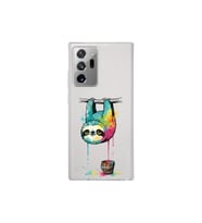 Samsung Galaxy Note 20 Ultra ile Uyumlu Splash Tembel Hayvan Tasarımlı Şeffaf Silikon Kılıf