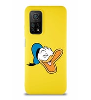 Xiaomi Mi 10T Pro Soft Premier Kapak Donald Duck-E Tasarımlı Silikon Kılıf - Sarı (Şeffaf)