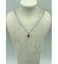Çelik Silver Kırmızı Taşlı Kalp Kolye - 25-ctr211