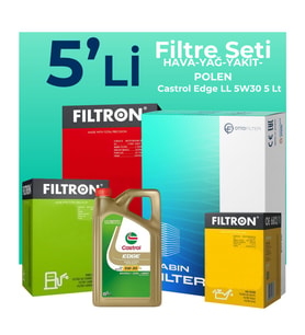 Filtron BMW 1.16D Filtre Bakım Seti Castrol Motor Yağlı (2015-2019) 5 Li