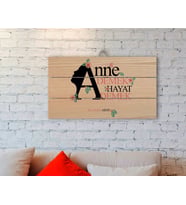 BK Gift Kişiye Özel Anne Demek Hayat Demek Tasarımlı Otantik Ahşap Palet Tablo-1