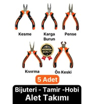 Profesyonel Bijuteri Set Dayanıklı Kıvırma Kesme Pense Yan Keski Karga Burun Hobi Alet Takımı 5 Adet