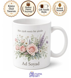 İngiliz Bahçesi Temalı Baskılı Kupa Bardak Porselen Hediye Mug