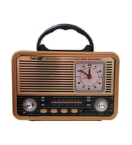 NS-8898 Nostaljik Analog Saatli Fm Radyo Bluetooth Hoparlör USB Tf Aux Mp3 Çalar