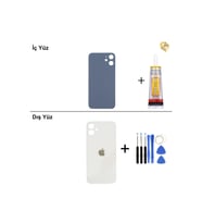 iPhone 12 Beyaz Arka Kapak Arka Cam Batarya Kapağı Lazer Kesim Kapak Pil Kapağı + B-7000 Yapıştırıcı + Tamir Seti