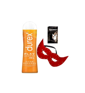 Durex Play Sıcak Dokunuş Bay Bayan Uyarıcılı Jel 100 ml + Kırmızı Deri Göz Maskesi + Hediye