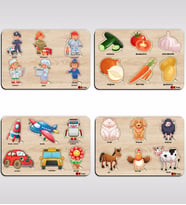 BK Toys Çocuklar İçin 4’lü Ahşap Figürlü Eğitici-Öğretici Yapboz Puzzle-2