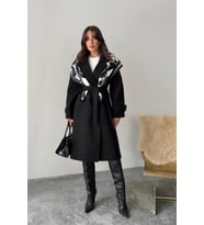 Kadın kuşaklı midi boy astarlı kaban DPG120
