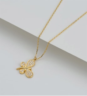 925 ayar Gümüş Kelebek Model Kolye(Gold)