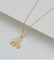 925 ayar Gümüş Kelebek Model Kolye(Gold)