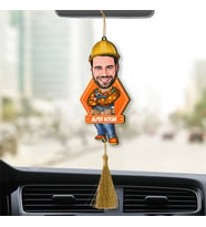 Kişiye Özel Bahçıvan Karikatürlü Ahşap Dikiz Ayna Araba Süsü