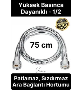 75 cm Kısa Tepe Ara Duş Hortumu Spiral Robot Ara Bağlantı Örgülü Dayanıklı Kopmaz Patlamaz Sızdırmaz
