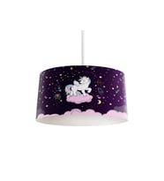 MEKTA HOME BEBEK VE ÇOCUK ODASI Pembe Bulut Üzerinde Unicorn Desenli Mor Avize