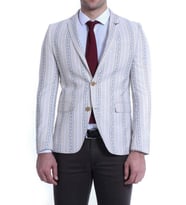 Çizgili Bej Slim Fit Ceket - Wessi (Taba)