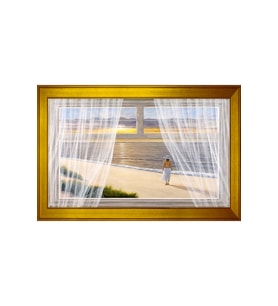 Manzara Temalı Kanvas Tablo 50 x 70 cm Gold Çerçeve