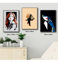 Kadın portre, akordeon çalan adam tablosu 3 adet 35cmx50cm kumaş baskılı canvas tablo