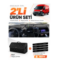 FIAT DUCATO (2006-2014) X250 Uyumlu Torpido Örtüsü + Deri Bagaj Çantası + Sticker Seti - Siyah