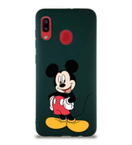 Samsung Galaxy A30 Soft Premier Kapak Mickey Mouse-E Tasarımlı Silikon Kılıf - Yeşil (Şeffaf)