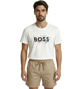 BOSS Yazılı ve Renkli Boya Sıçratma Efektli Tasarım Premium Erkek Tişört