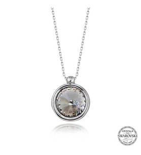 Swarovski Crystal Taşlı Çerçeveli Gümüş Kadın Kolye