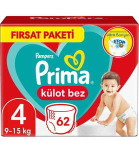 Prima Külot Bebek Bezi Beden:4 (9-15Kg) Maxi 62 Adet Fırsat Pk