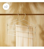 Ocean Home Textile 2'li 3 Katlı Ekru Renk Kumaş Kaplı Metal Giysi Askısı 42 x 41 x 0.5 cm