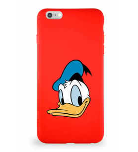 Apple iPhone 6 Plus Soft Premier Kapak Donald Duck-B Tasarımlı Silikon Kılıf - Kırmızı (Şeffaf)