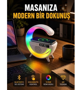 13 Renk Seçenekli Kablosuz Şarj Cihazlı Led Lamba