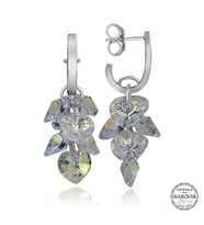 Swarovski Crystal Taşlı Gümüş Kalp Salkım Sallantılı Çivili Kadın Küpe
