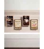 Dekoratif Tablo 4 Parça Mdf , Cafe Tabloları , Kahve Köşesi Tabloları , Duvar Tabloları , Çerçeve Görünümlü Dekoratif Hediyelik (14x20 Cm)