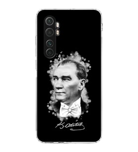 Xiaomi  Mi Note 10 Lite  Kamera Korumalı Kapak Atatürk Tasarımlı Şeffaf  Kılıf