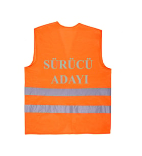 SÜRÜCÜ ADAYI Yazılı Turuncu Renk Reflektörlü İkaz Yeleği x 3 Adet