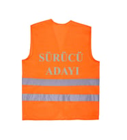 SÜRÜCÜ ADAYI Yazılı Turuncu Renk Reflektörlü İkaz Yeleği x 3 Adet