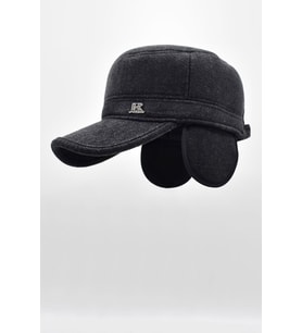 Kışlık Kulaklı Kasket Şapka Flat Cap Gri