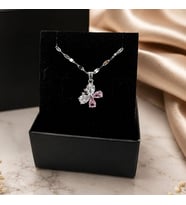 BK Gift Gümüş Renk Kelebek Figürlü Taşlı Zarif Kadın Çelik Kolye - Kararma Yapmayan Zarif Çelik Kolye