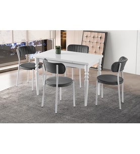 Cunda Beta Mutfak Masası Sandalye Takımı 70x110 (Beyaz)