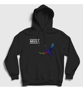 Presmono Unisex Siyah Resistance Bird Muse Kapüşonlu Sweatshirt 70448tt