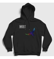 Presmono Unisex Siyah Resistance Bird Muse Kapüşonlu Sweatshirt 70448tt