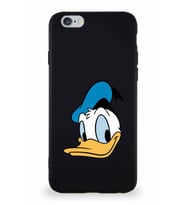 Apple iPhone 6S Soft Premier Kapak Donald Duck-B Tasarımlı Silikon Kılıf - Siyah (Şeffaf)