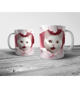 Pixxa Kedi Cat Optik İllüzyonlu Kupa Bardak Model 7