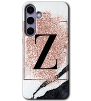 Galaxy S24 Plus Kılıf HD Desen Baskılı Kılıf - Pembe Mermer Desenli Z Harfi