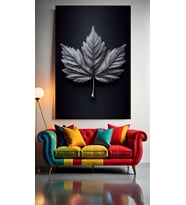 GRİ YAPRAK V1 Ev Duvar Salon Güzellik Salonu Ofis Dükkan Dekarasyon Kanvas Tablo (Çok Renkli)