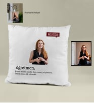 Öğretmenler Gününe Özel Fotoğraflı Anahtarlık Hediyeli Öğretmen Yastık