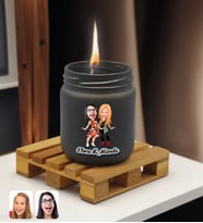 BK Gift Kişiye Özel DTF Anne Kız Karikatürlü Renkli Cam Kavanozda Kokulu Mum-1(13 Renk Seçeneği), Arkadaşa Hediye, Anneye Hediye, Doğum Günü Hediyesi (Antrasit)