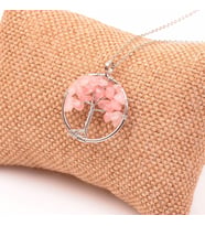 Pembe Kuvars Taşı Hayat Ağacı Kolye