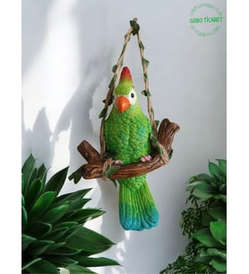 Goboticaret 1 Adet Dekoratif Sallanan Duvar ve Bahçe Süsü Kuş Biblo Farklı Renk Seçenekleri 13*9 cm (Yeşil)