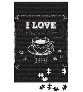 I Love Coffe Siyah Zemin Puzzle 240 Parça Yapboz