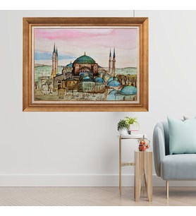 Altın Paspartulu Çerçeveli Tablo N280 (Gold)